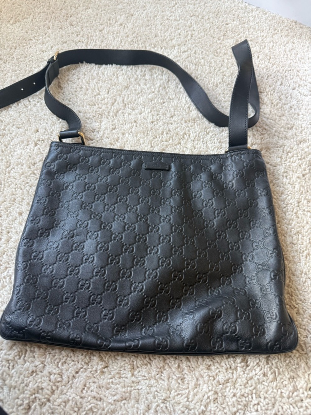 Gucci Black Embossed GG Crossbody Bag